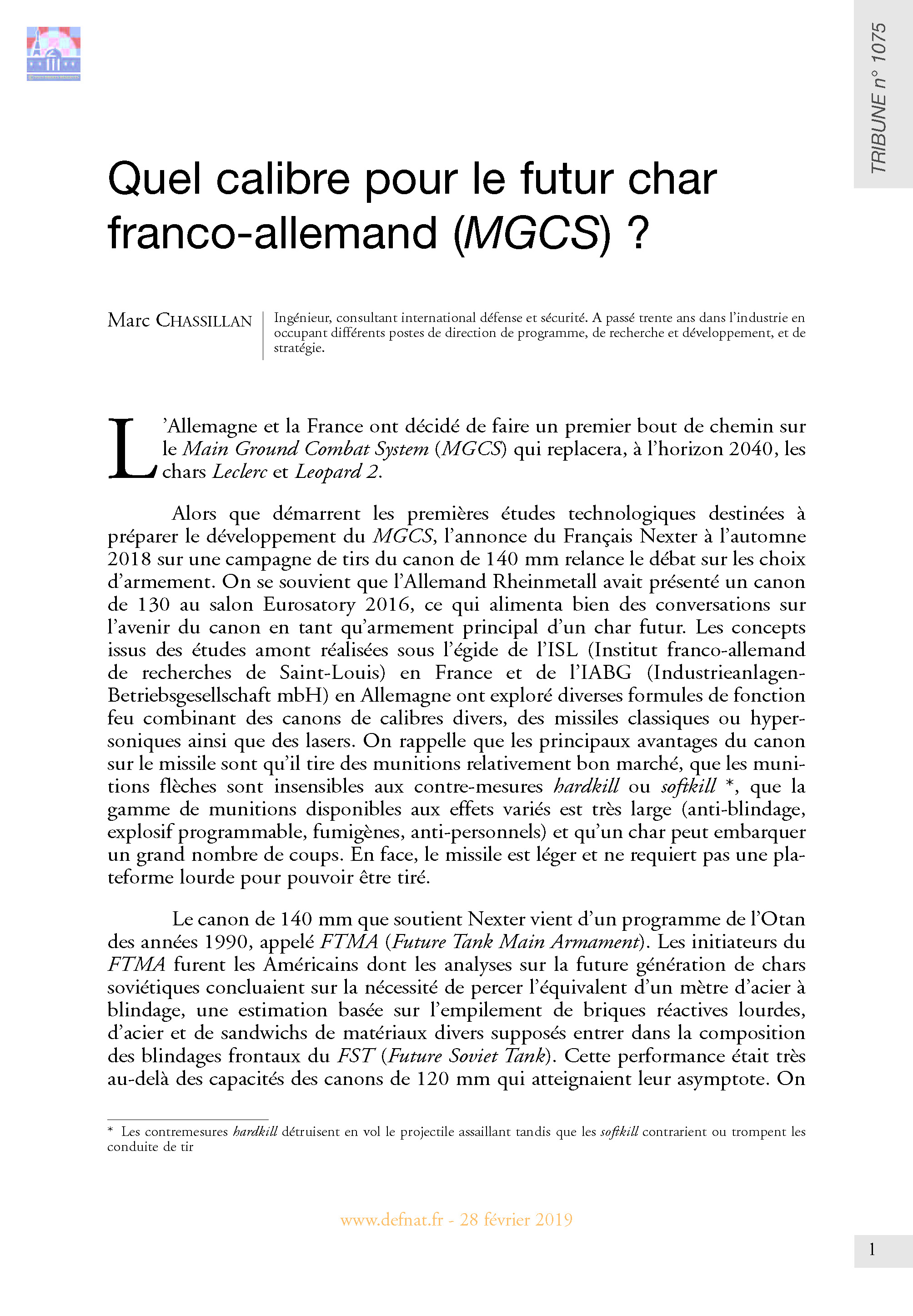 Quel calibre pour le futur char franco-allemand (MGCS) ? (T 1075)
